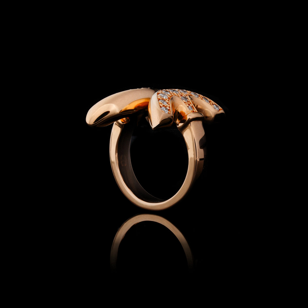 Revere with Diamonds ring in 18K rose gold, view 2