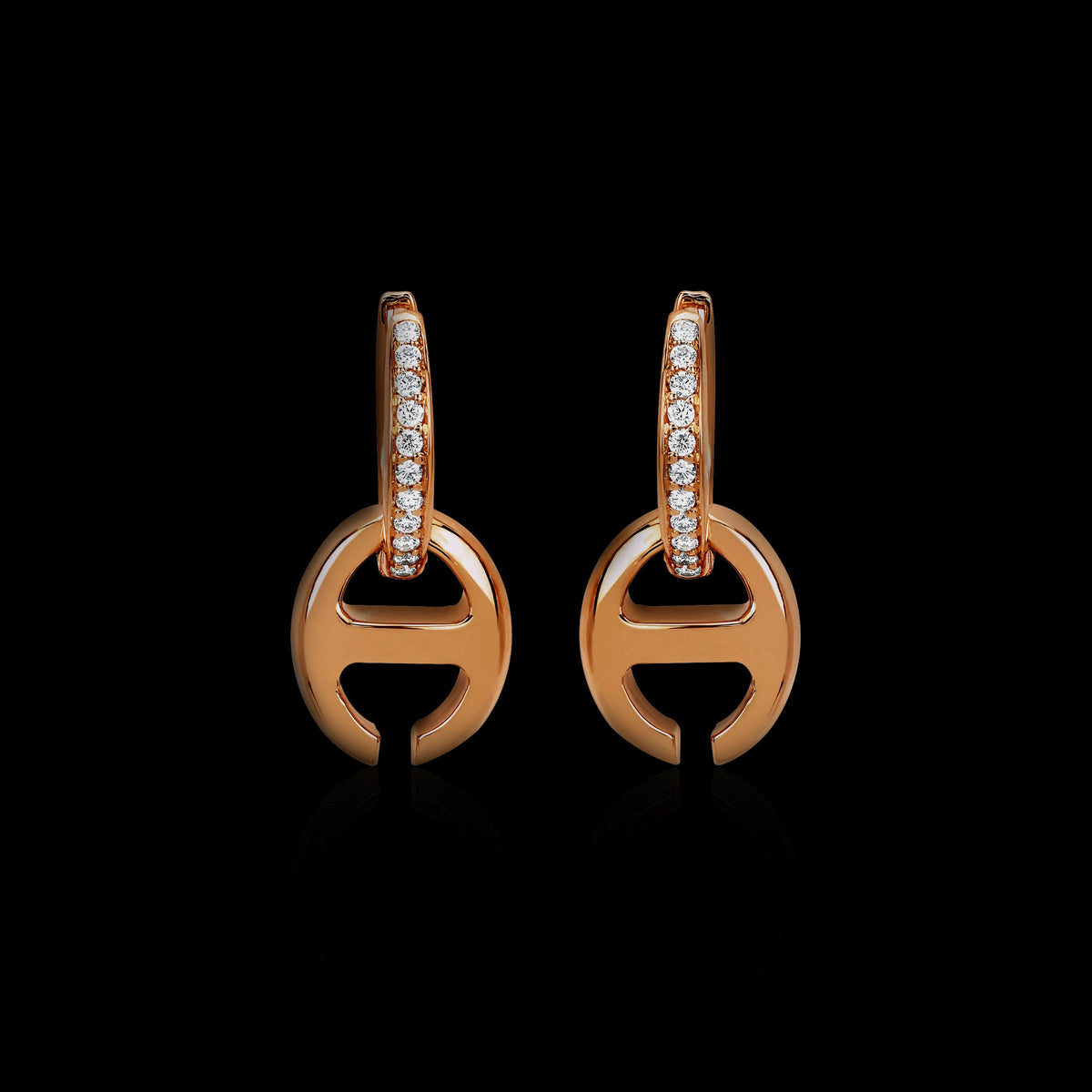 Klaasp Drop Earrings with Diamond Pavé in 18K rose gold