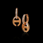 Klaasp Drop Earrings with Diamond Pavé in 18K rose gold, view 2