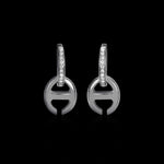 Klaasp Drop Earrings with Diamond Pavé in 18K white gold
