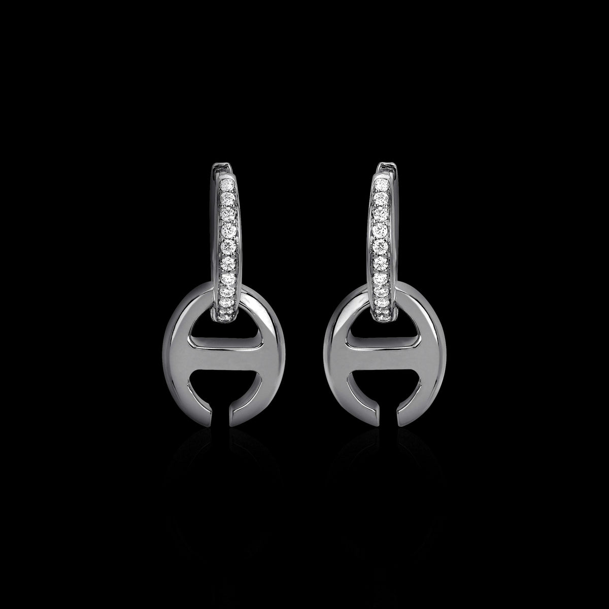 Klaasp Drop Earrings with Diamond Pavé in 18K white gold