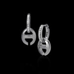 Klaasp Drop Earrings with Diamond Pavé in 18K white gold, view 2