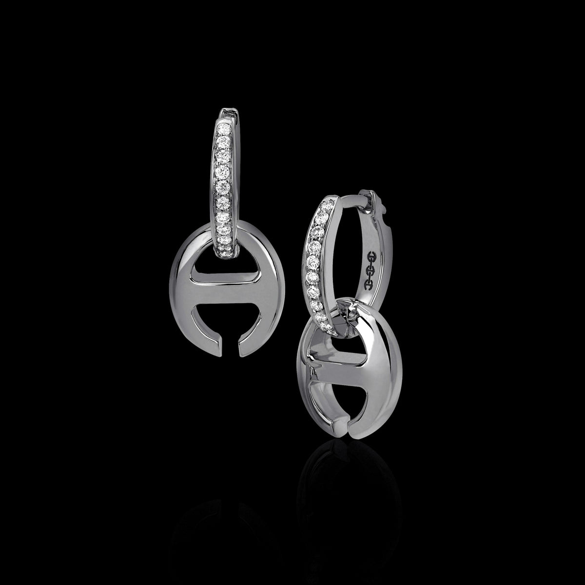 Klaasp Drop Earrings with Diamond Pavé in 18K white gold, view 2