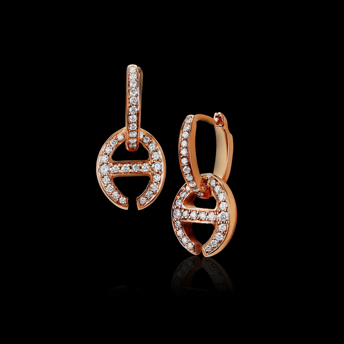 Klaasp with Diamonds earrings in 18K rose gold, view 2