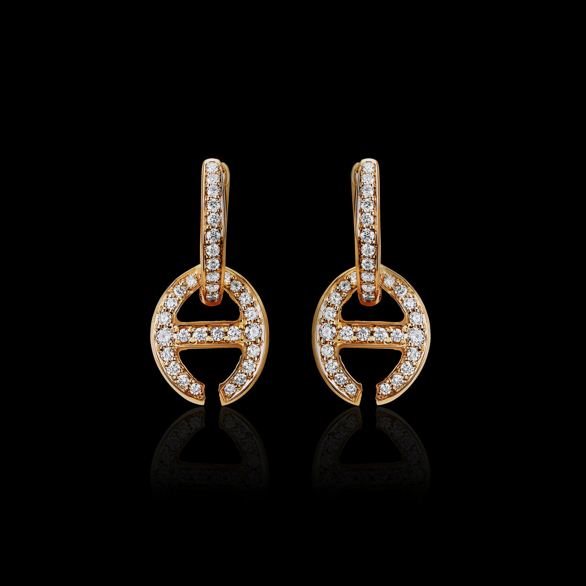 Klaasp with Diamonds earrings in 18K yellow gold by HOORSENBUHS®