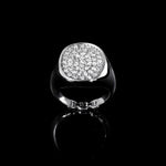 Signet Ring with Diamonds in 18K white gold
