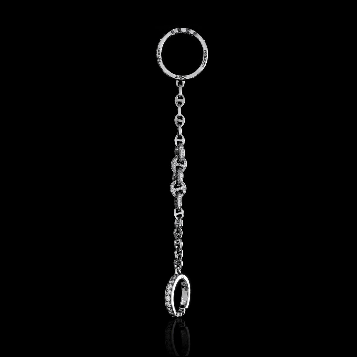 Bonded 3mm Open-Links with Five Link Pave ring in 18K white gold, view 2