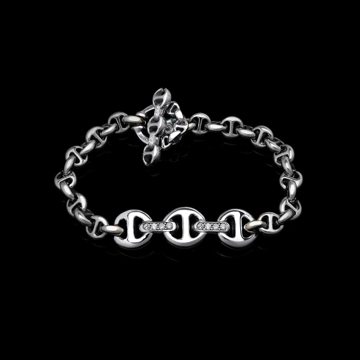 ID Bracelet Sterling Silver with 18K Gold in 18K white gold