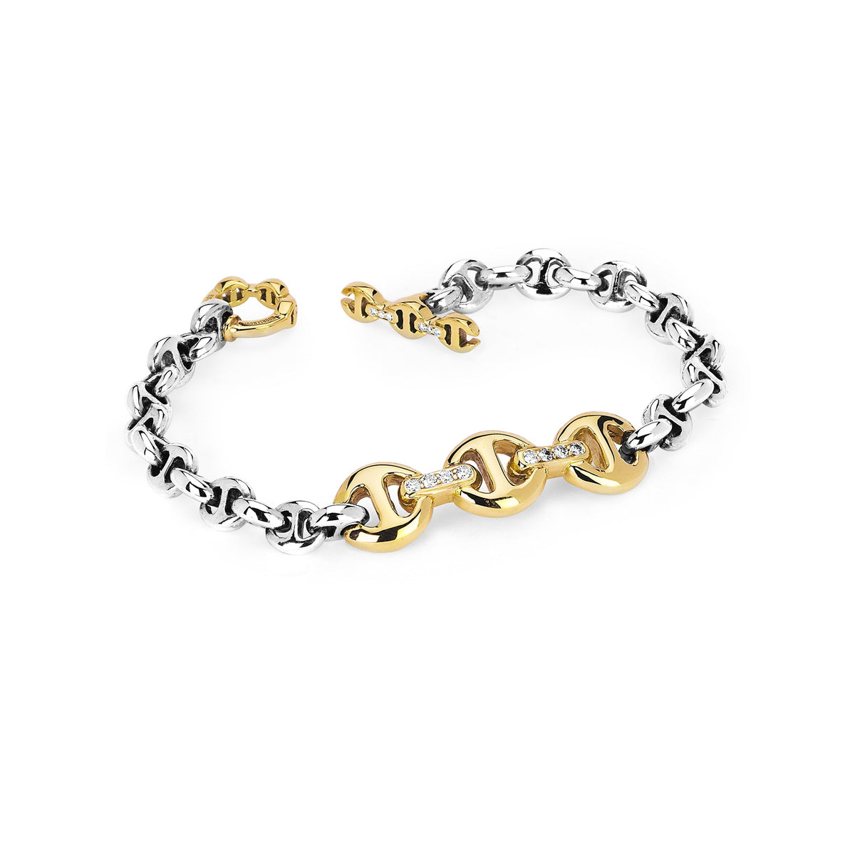 ID Bracelet Sterling Silver with 18K Gold in 18K yellow gold