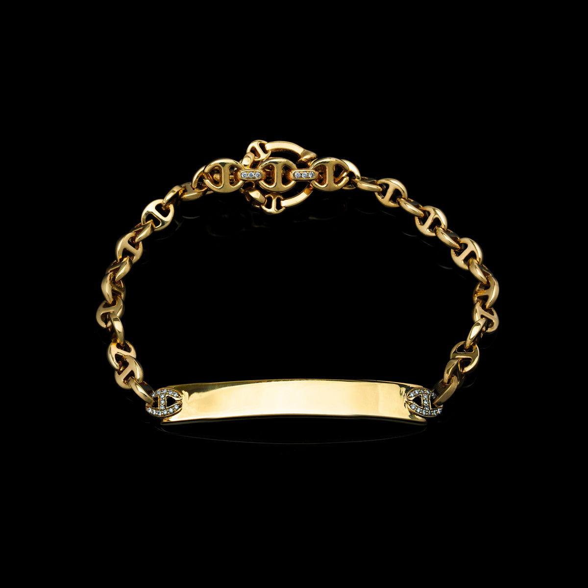 3mm Open-Link™ Monogram Bracelet in 18K yellow gold by HOORSENBUHS®