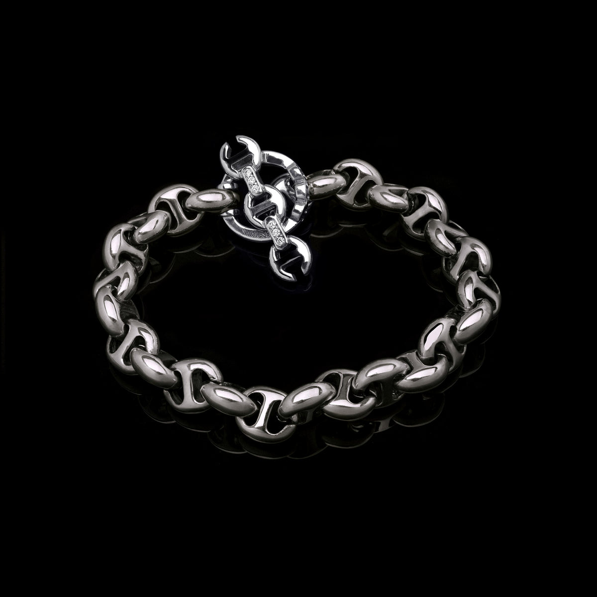 10mm Open-Link™ Bracelet - Sterling Silver in 18K white gold
