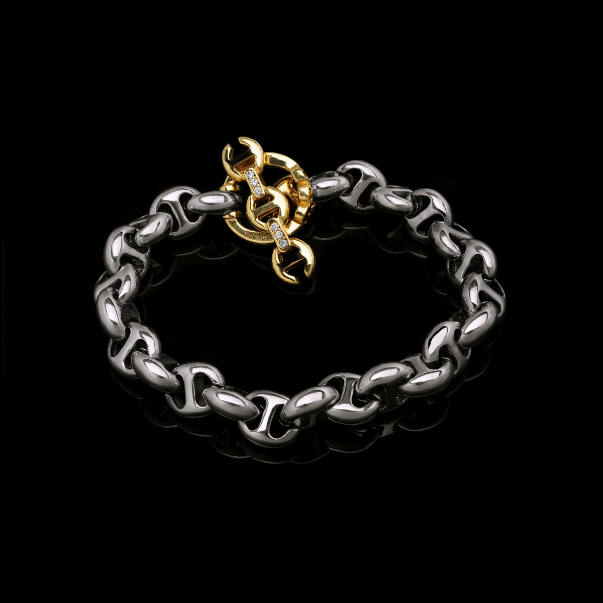 10mm Open-Link™ Bracelet - Sterling Silver in 18K yellow gold by HOORSENBUHS®