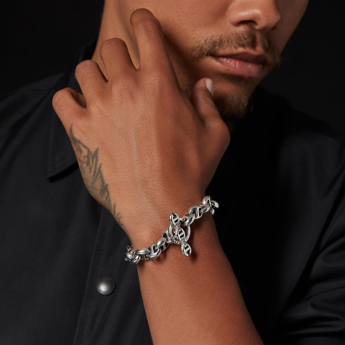 10mm Open-Link™ Bracelet in sterling silver, worn on the wrist