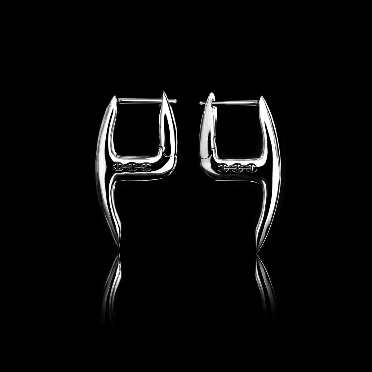 Mini Axe with Diamonds earrings in sterling silver, pair