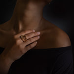 Verloop ring in 18K yellow gold, worn on the hand