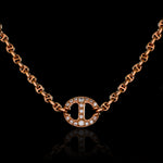 14mm Single Station Necklace with Diamonds - 16" in 18K rose gold, view 2