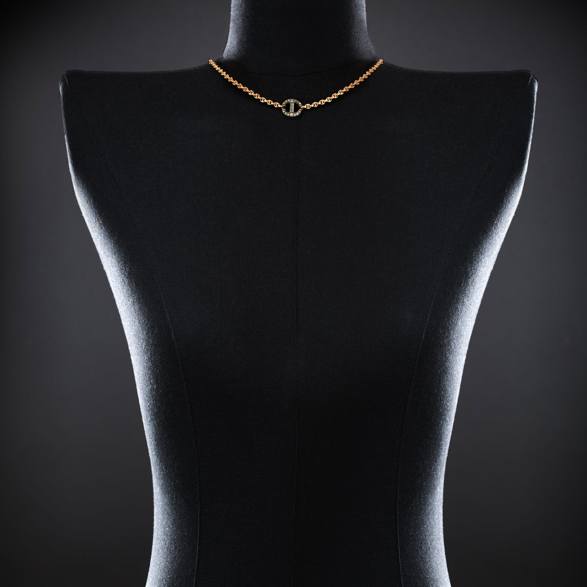 14mm Single Station Necklace with Diamonds - 16" in 18K rose gold