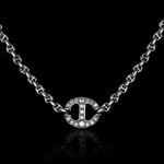14mm Single Station Necklace with Diamonds - 16" in 18K white gold, view 2