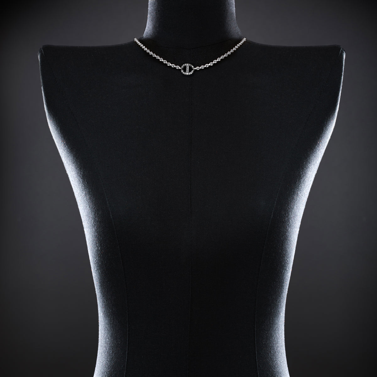 14mm Single Station Necklace with Diamonds - 16" in 18K white gold