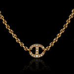 14mm Single Station Necklace with Diamonds - 16" in 18K yellow gold, view 2