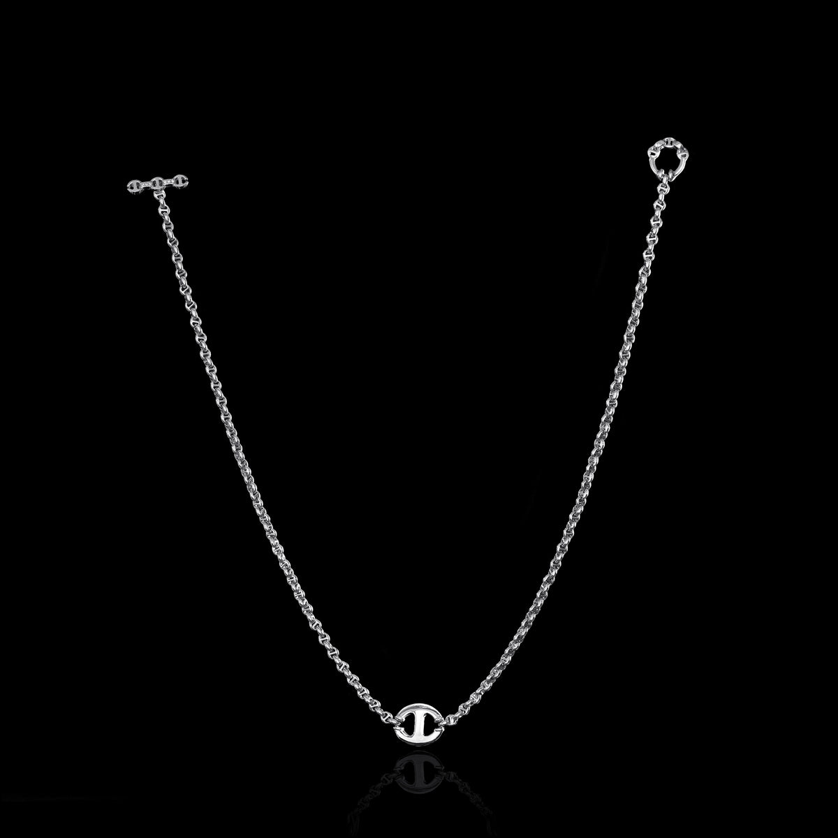 14mm Single Station Necklace 16" in 18K white gold, back view