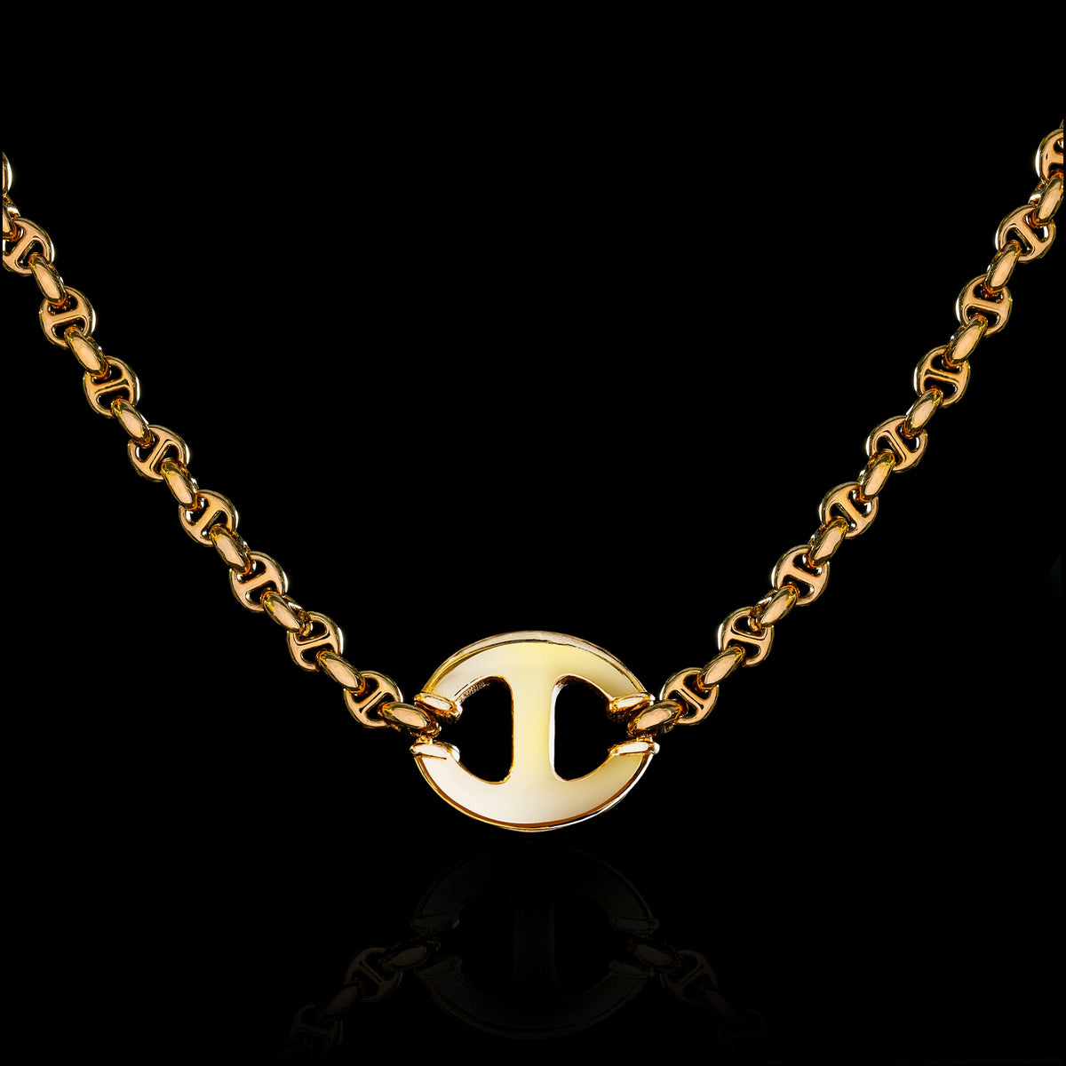 14mm Single Station Necklace 16" in 18K yellow gold, view 2