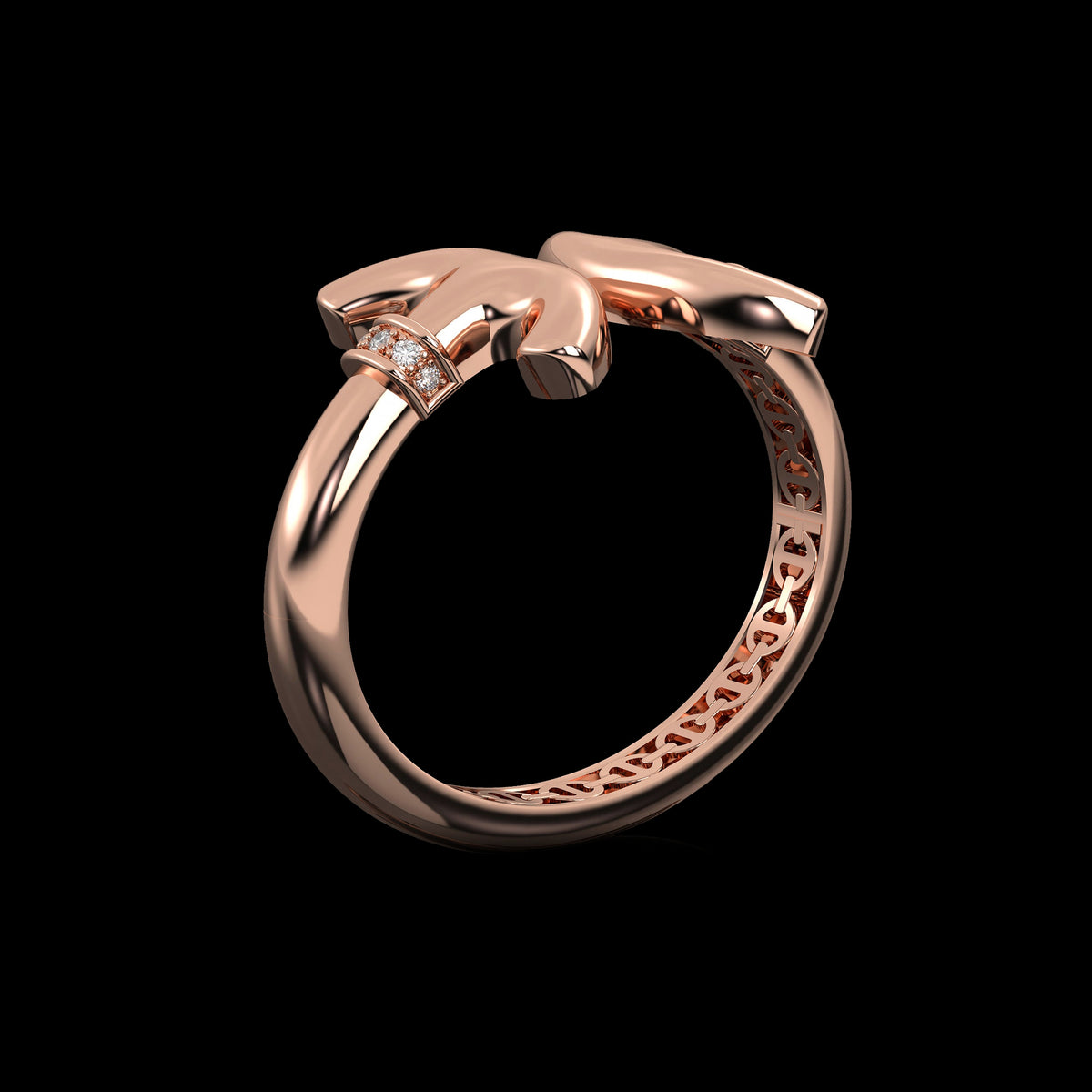Revere Cuff with Diamond Ridges in 18K rose gold, view 2