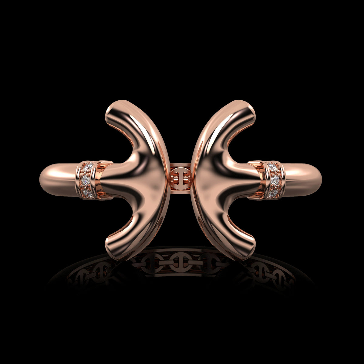 Revere Cuff with Diamond Ridges in 18K rose gold