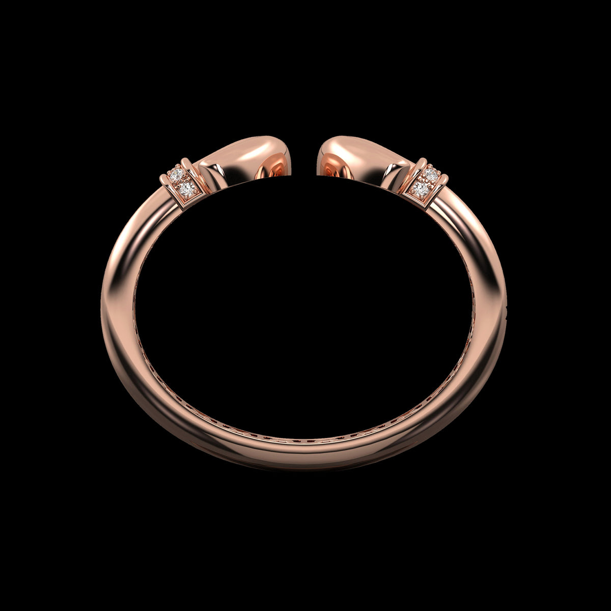 Revere Cuff with Diamond Ridges in 18K rose gold, view 3