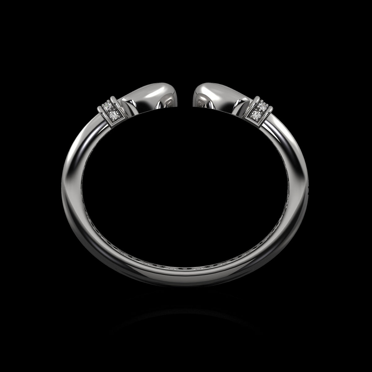 Revere Cuff with Diamond Ridges in sterling silver, view 2