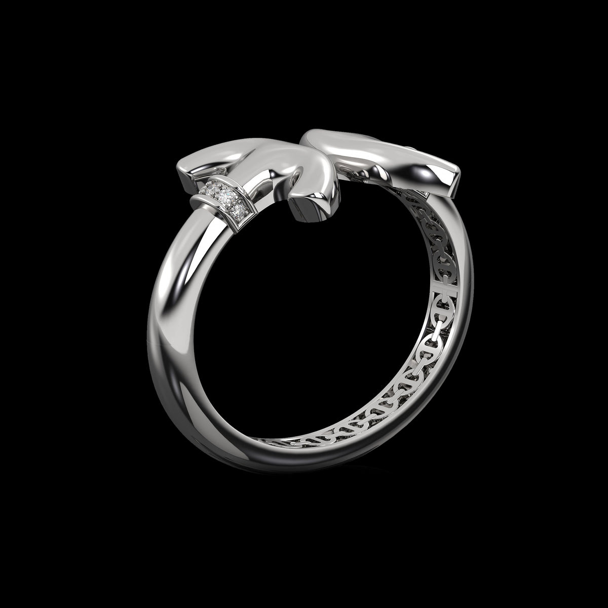 Revere Cuff with Diamond Ridges in 18K white gold, view 2
