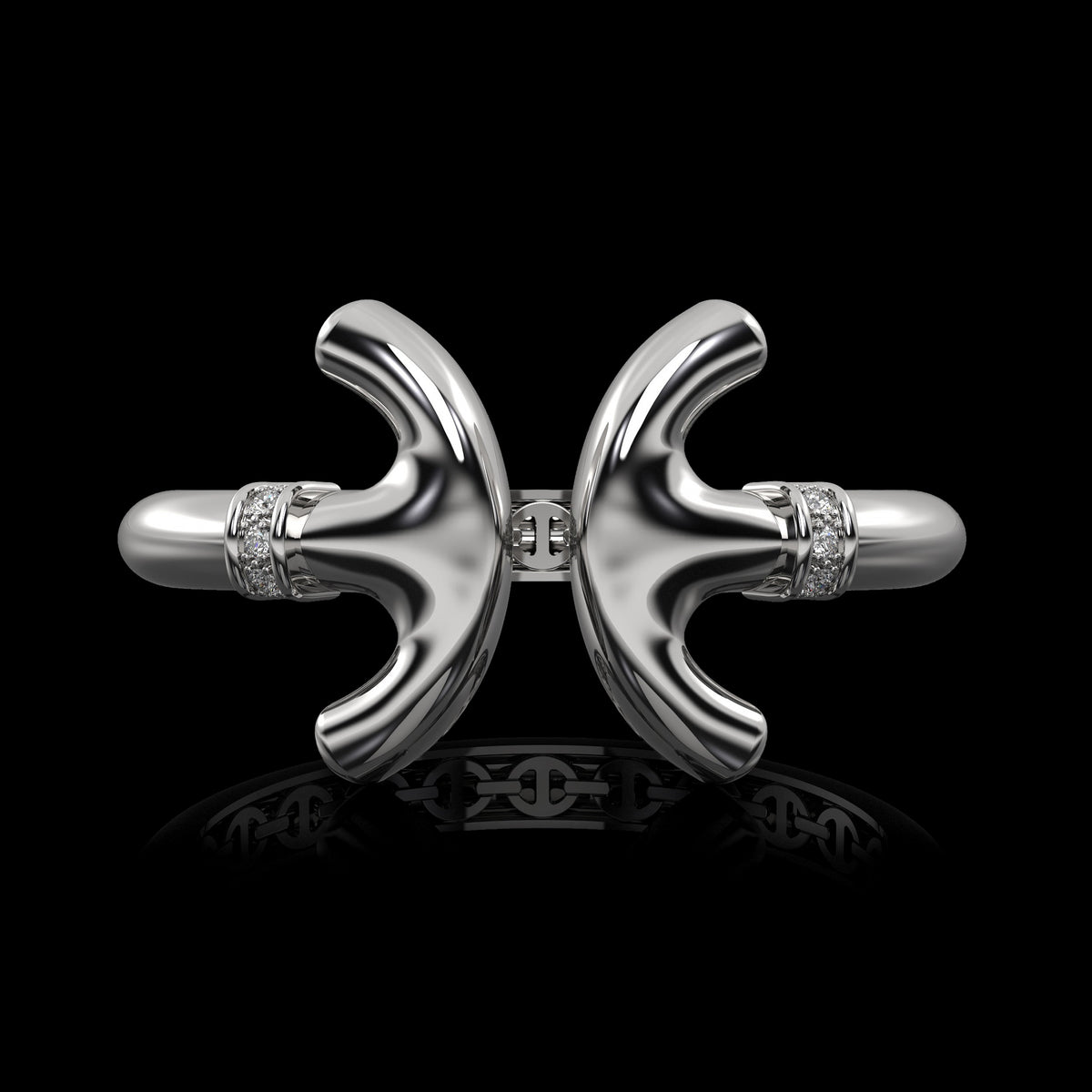 Revere Cuff with Diamond Ridges in 18K white gold