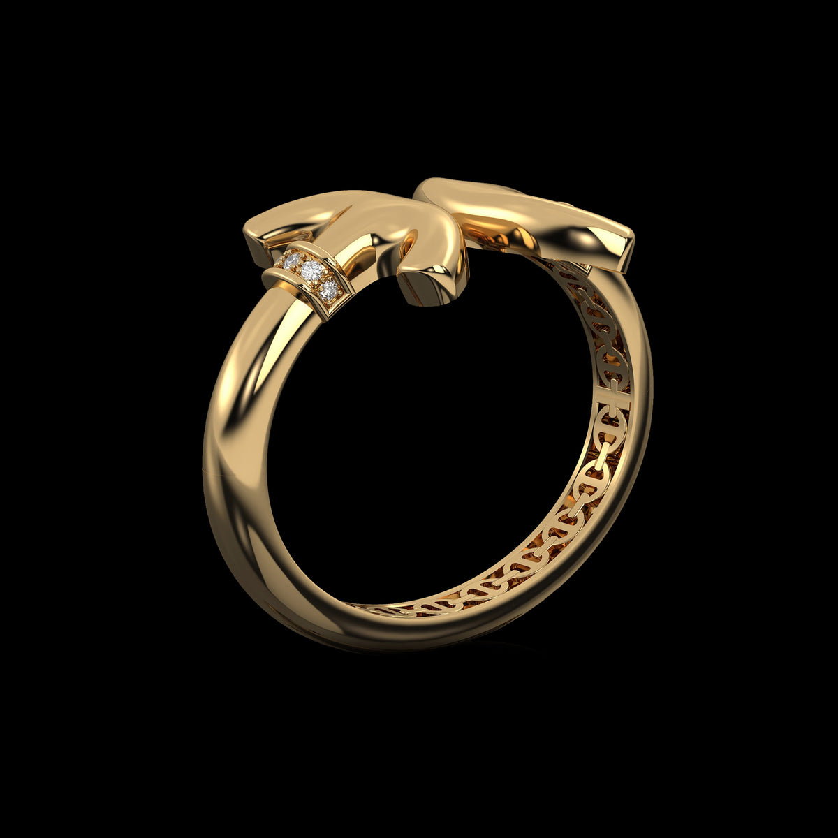 Revere Cuff with Diamond Ridges in 18K yellow gold