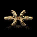 Revere Cuff with Diamond Ridges in 18K yellow gold by HOORSENBUHS®