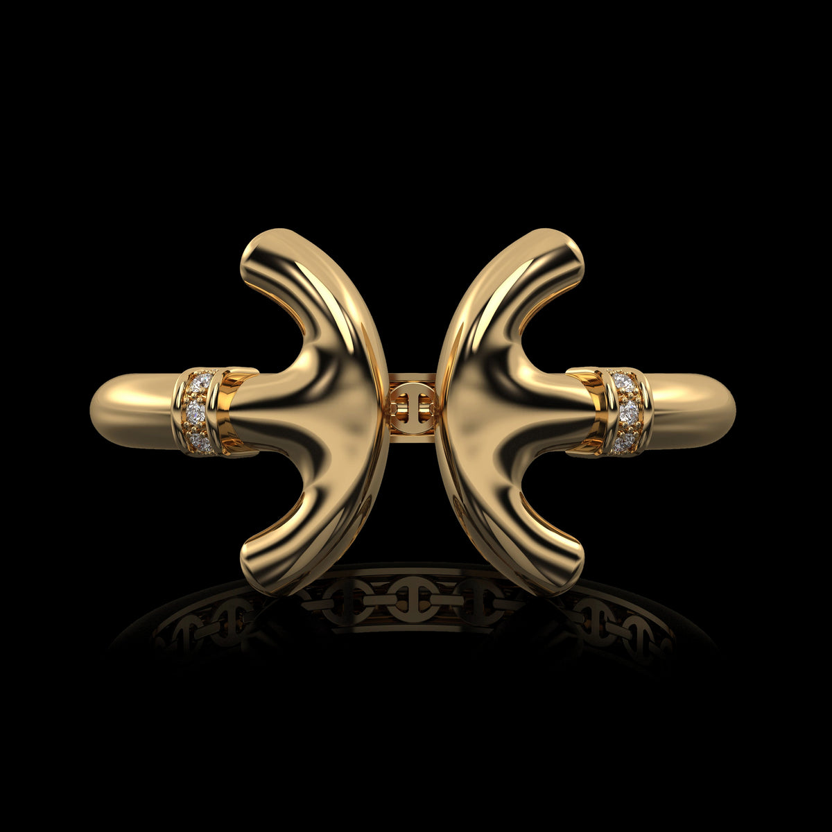 Revere Cuff with Diamond Ridges in 18K yellow gold by HOORSENBUHS®