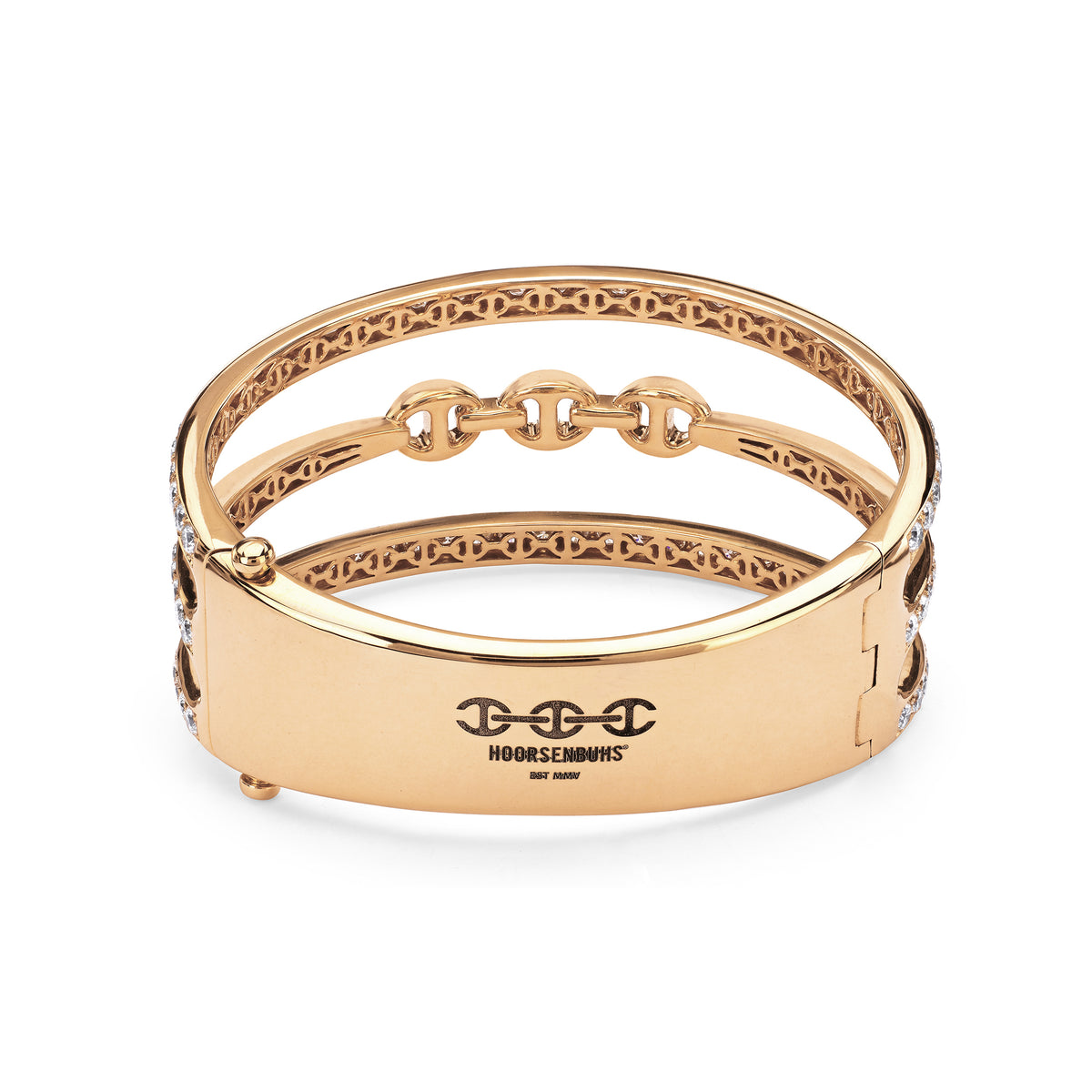 Asset Cuff with Diamonds in 18K yellow gold