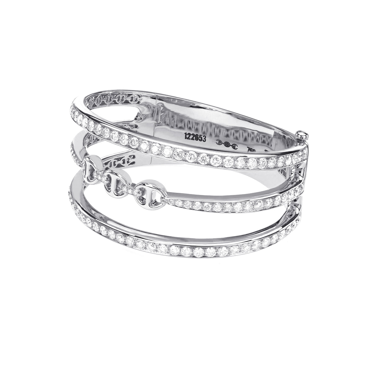Asset Cuff with Diamonds in 18K white gold