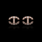 Small Link Studs with Diamonds earrings in 18K rose gold, view 3