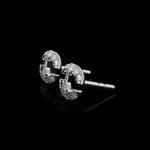 Small Link Studs with Diamonds earrings in 18K white gold, view 3