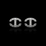 Small Link Studs with Diamonds earrings in 18K white gold, view 2