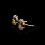 Small Link Studs with Diamonds earrings in 18K yellow gold, view 2