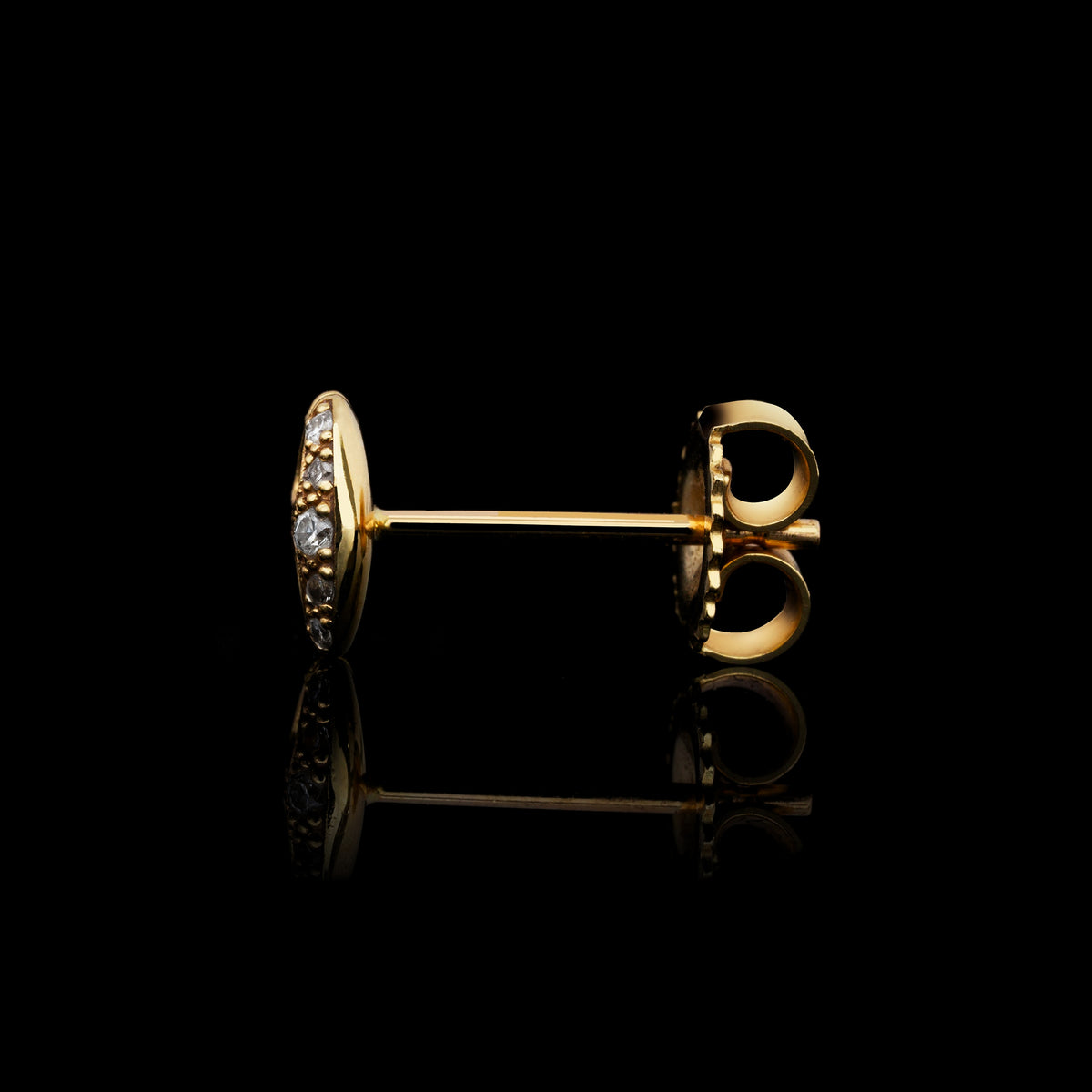 Small Link Studs with Diamonds earrings in 18K yellow gold, view 3
