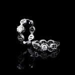 Micro Tri-Link Huggie with Diamonds earrings in 18K white gold, pair