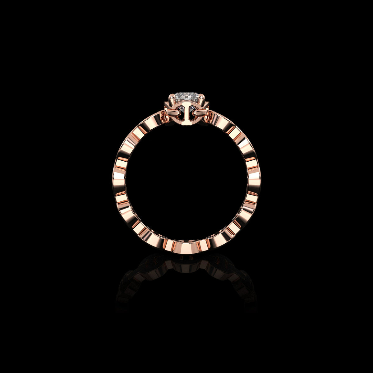 Micro II Single Solitaire with .5 Carat Diamond ring in 18K rose gold, view 3