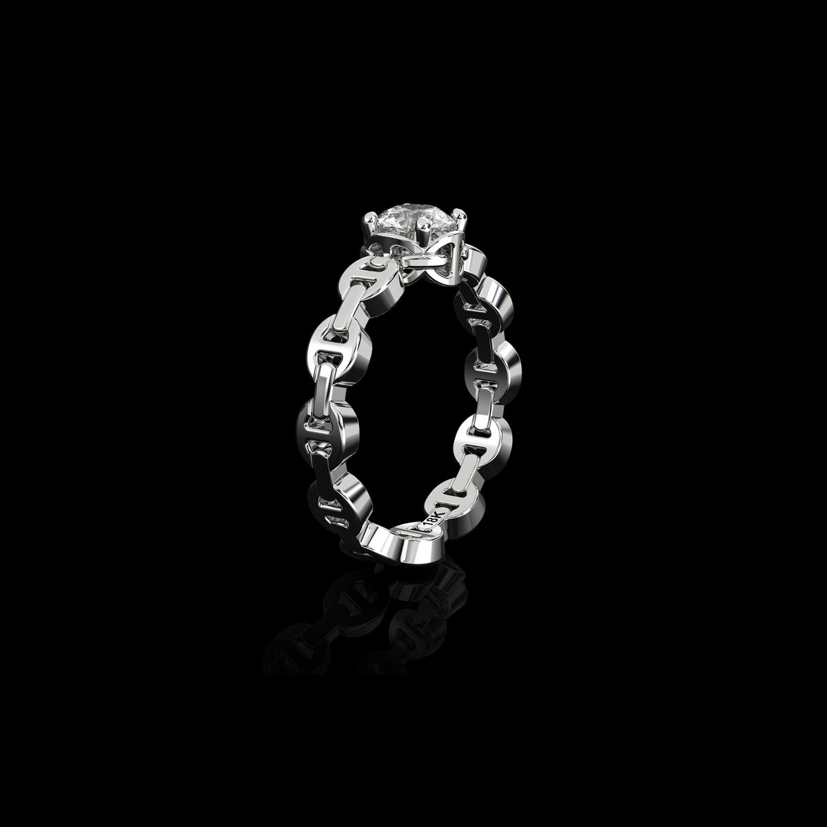 Micro II Single Solitaire with .5 Carat Diamond ring in 18K white gold, view 2