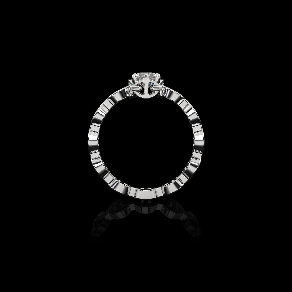 Micro II Single Solitaire with .5 Carat Diamond ring in 18K white gold, view 3