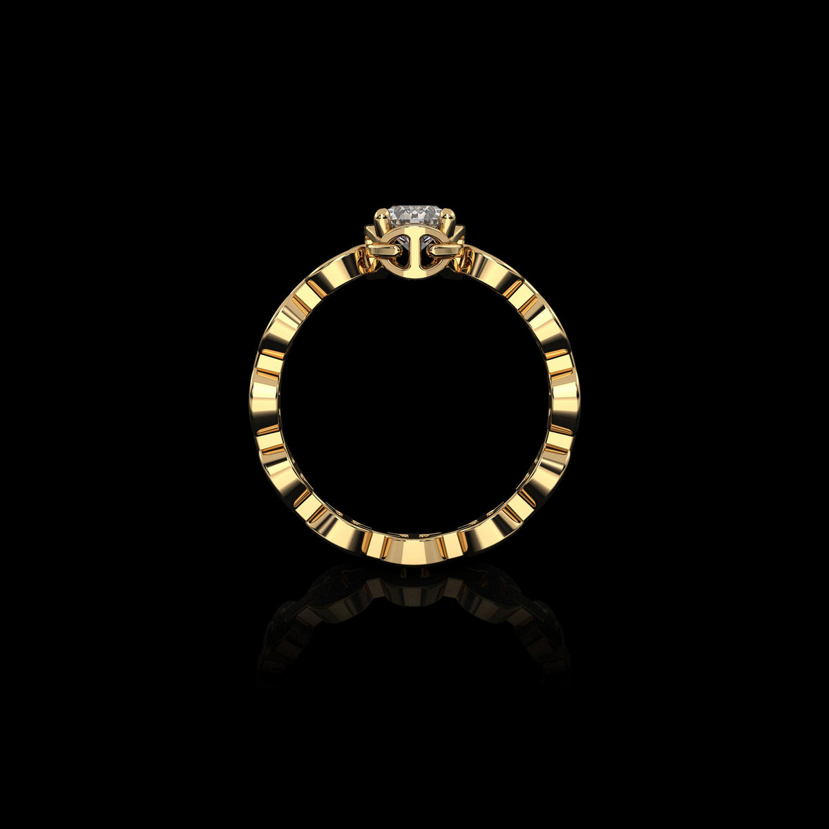 Micro II Single Solitaire with .5 Carat Diamond ring in 18K yellow gold, view 2