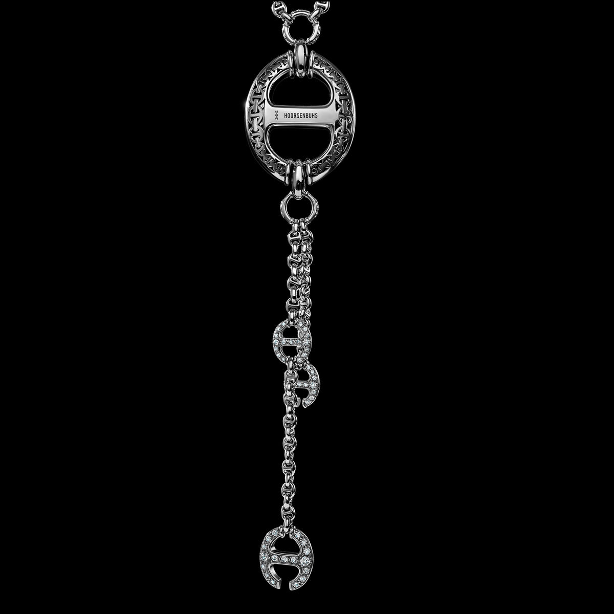 Grand-Link Lariat with Diamonds necklace in 18K gold, back view, view 3