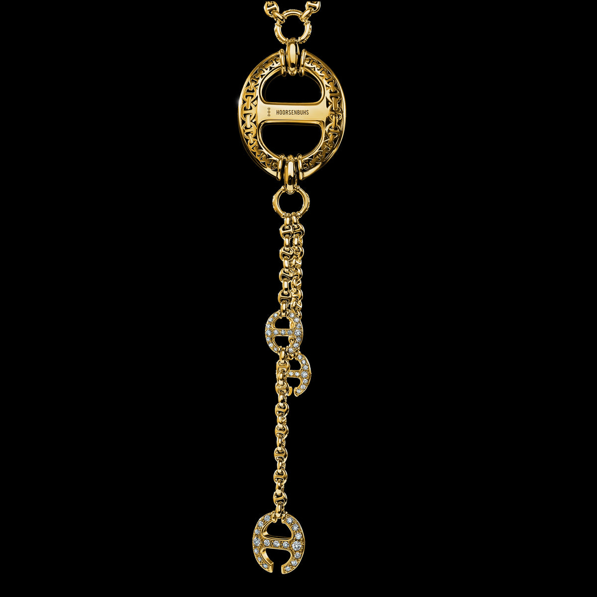 Grand-Link Lariat with Diamonds necklace in 18K gold, back view