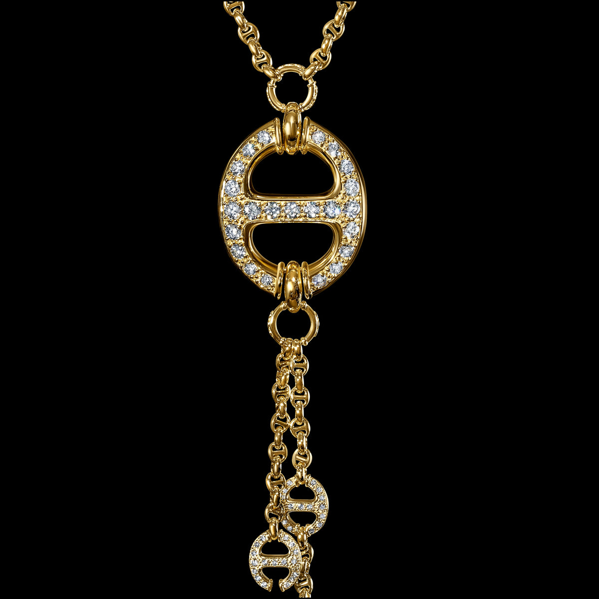 Grand-Link Lariat with Diamonds necklace in 18K gold, view 2